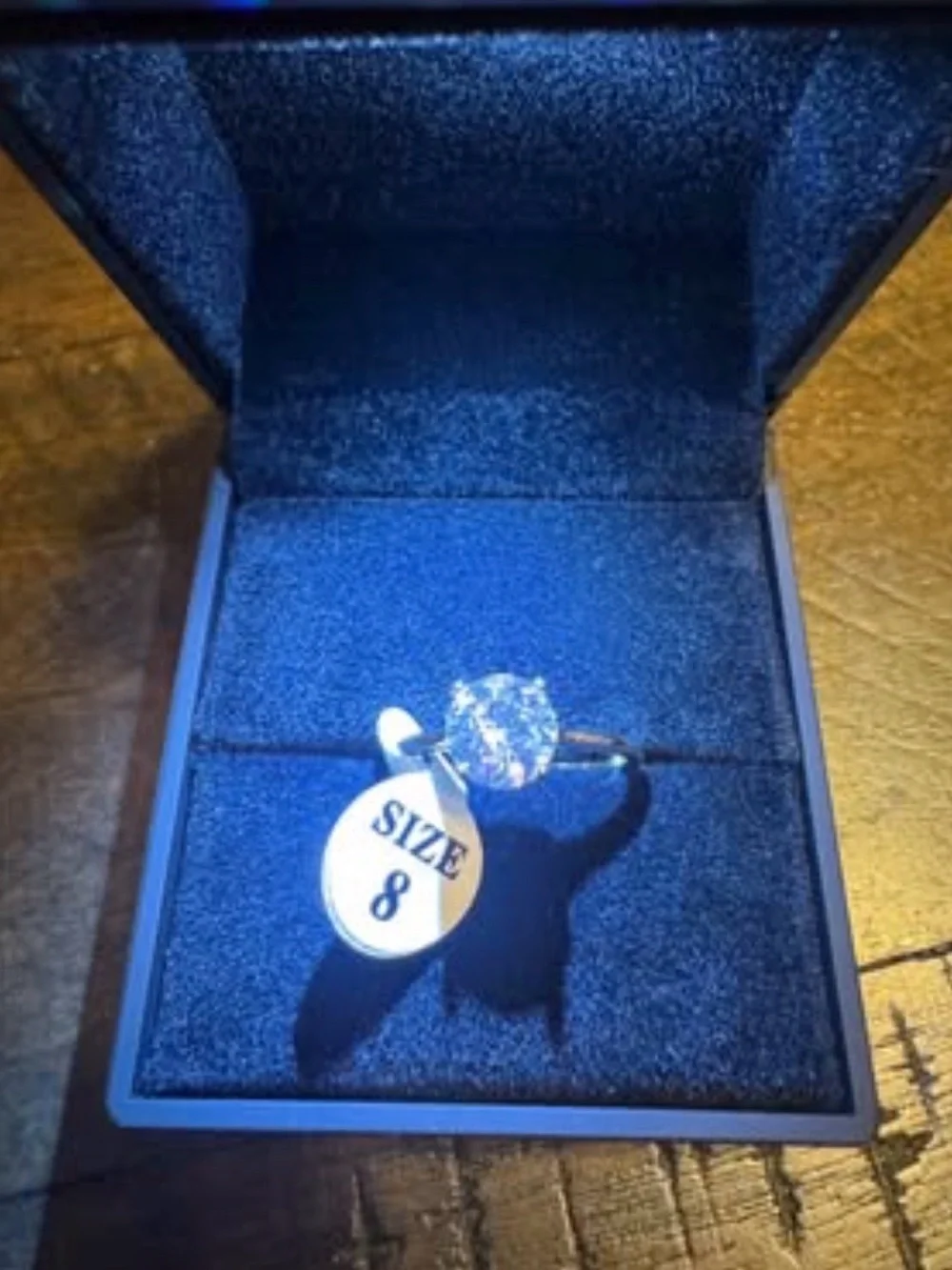 Classic Solitaire Round Clear Travel Wedding / Engagement Ring - Size 8